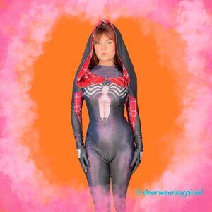 Spider-Inspired Black and Red Bodysuit